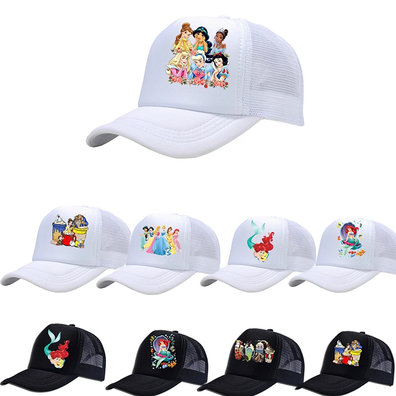 Disney Princess Little Mermaid Tangled Children Baseball Caps Cartoon Girls Casual Hat Outdoor Sports Sun Hats Kids Peaked Cap