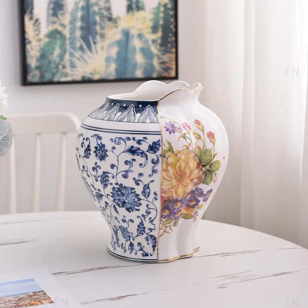 2024 Latest Fashionable and Versatile High End Taste Chinese Western Combination Ceramic Vase Living Room Decoration