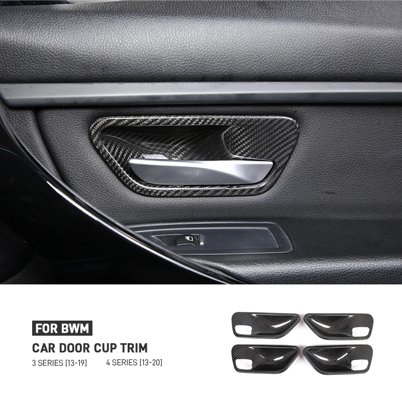 

For BMW 3 4 Series 3GT F34 F30 F36 M3 F80 F82 F83 2013-2019 Real Carbon Fiber Car Door Inner Door Bowl Cup Trim Cover Sticker