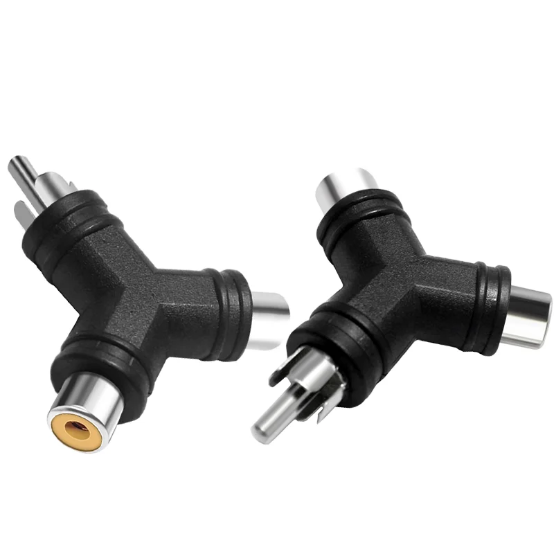 5/20PCS RCA Male to 2 RCA Female Y Splitter Audio Adapter Plug RCA to F/M Audio Jack Connector