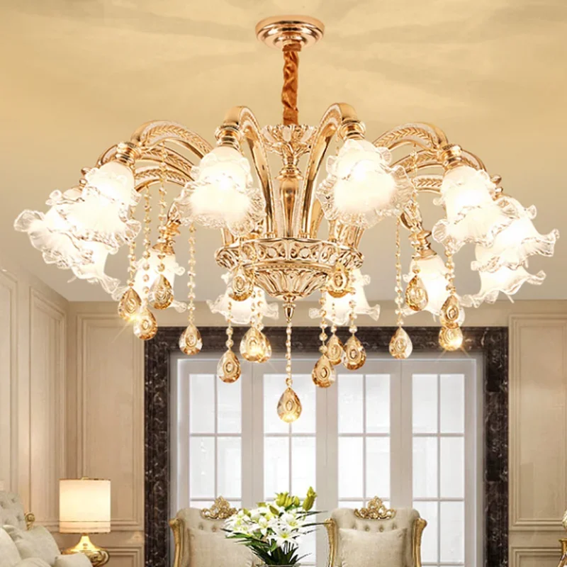 Gold crystal chandelier k9 led crystal chandelier for dining room lustres para sala de jantar lustre de cristal teto WF