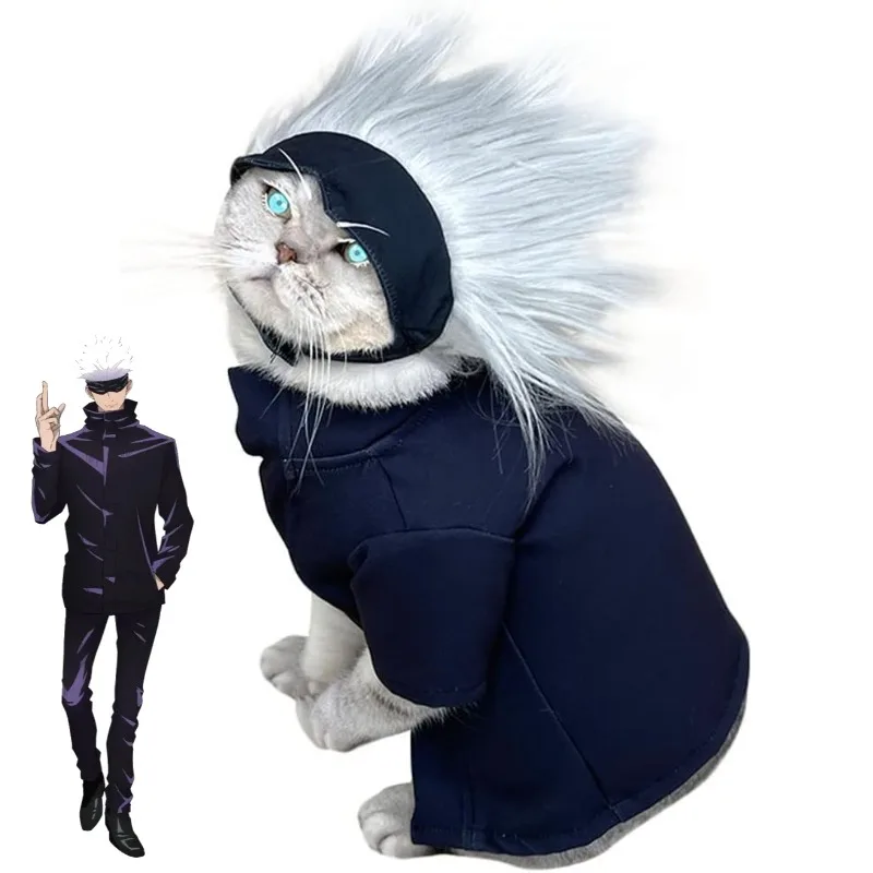 

Gojo Satoru Cat Cosplay Costume Cute Pet Cartoon Costume Halloween Funy Anime Cat Dog Apparel Puppy Party Dress Up Pet Supplies