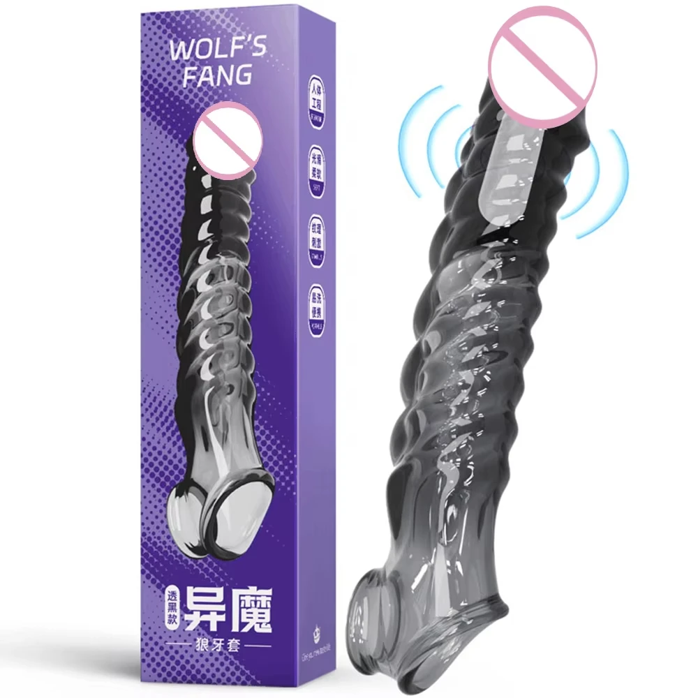 Penis Sleeve Delayed Ejaculation Condom Male Enlargement Delay Vibrating Cock Ring Clits Massager Vibrating Penis Cover Sex Toy - view 5