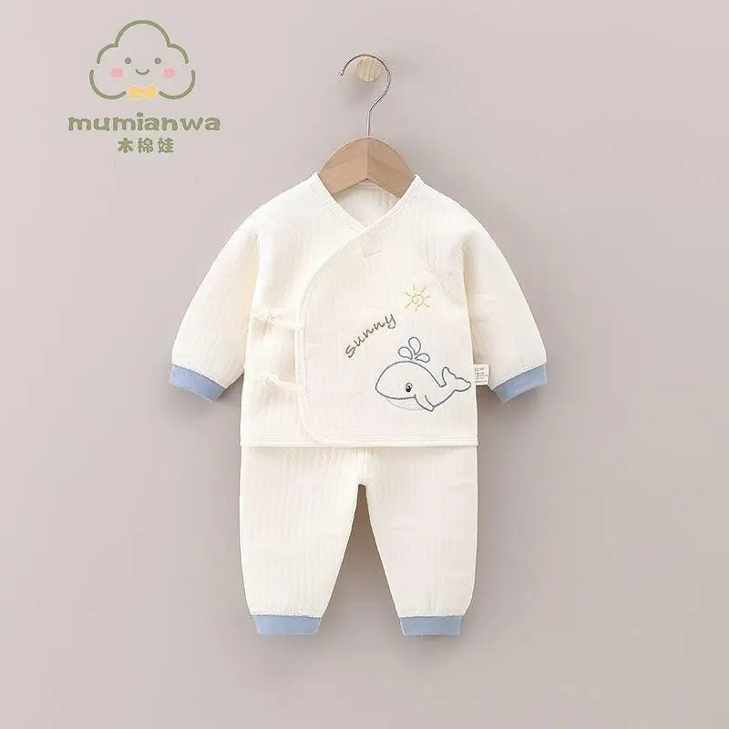 

Autumn Winter Boys Girls Baby Cute Pajamas 2 Piece Outfit 0-3 Months Baby Warm Underwear Pure Cotton Loungewear Kids Clothes
