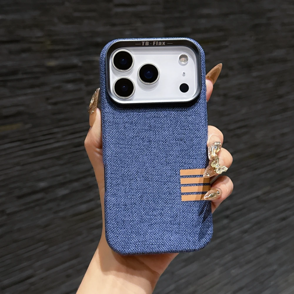 

Оригинальный деловой льняной чехол для телефона с беспроводной зарядкой для iPhone 13, 14, 15, 16 Pro Max 17, Air Plus, магнитный защитный чехол MagSafe