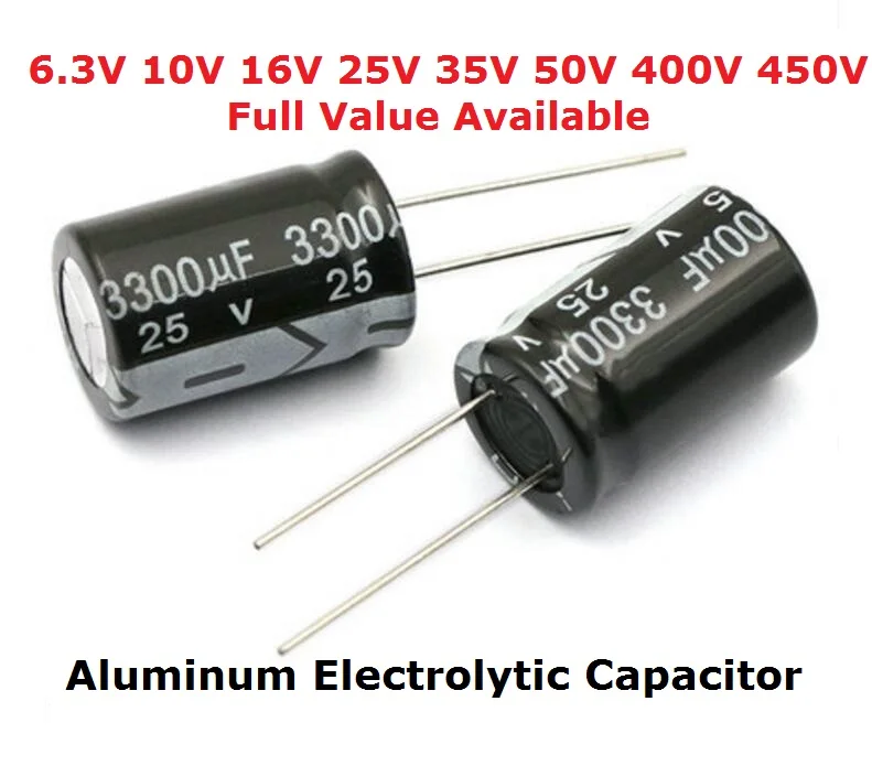 5PCS Aluminiowy kondensator elektrolityczny 6.3V 1000UF 10V 1500UF 16V 2200UF 25V 3300UF 35V 50V 400V 4700UF 680UF 35V 1UF 2.2UF 3.3UF
