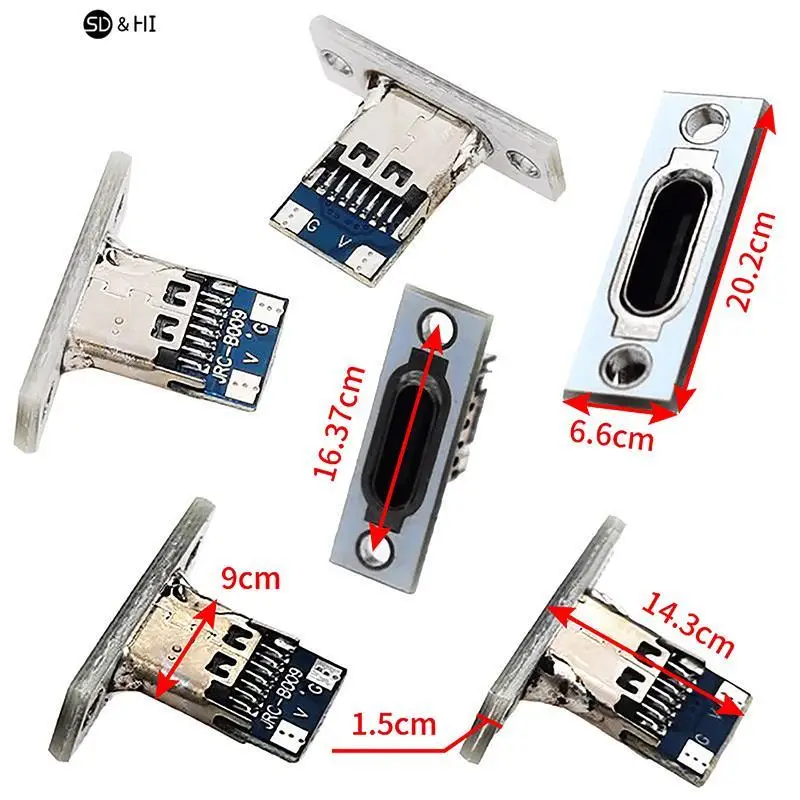 Charging Port USB Type C Socket Connector 2Pin 2P 4P Waterproof Strip Line Of Solder Joint Female Connector Jack