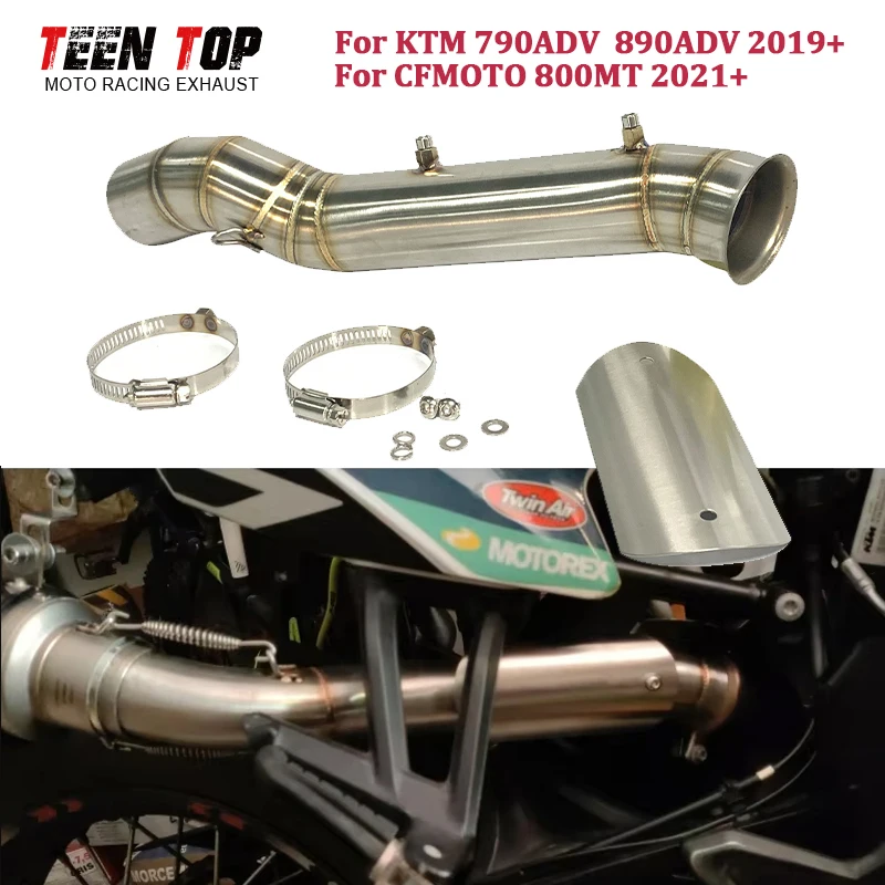 

For KTM 790ADV 890ADV Exhaust Middle Link Pipe 2019+ Motorcycle Exhaust Pipe Escape Moto Central Tube Slip-on 51mm Sport Muffler