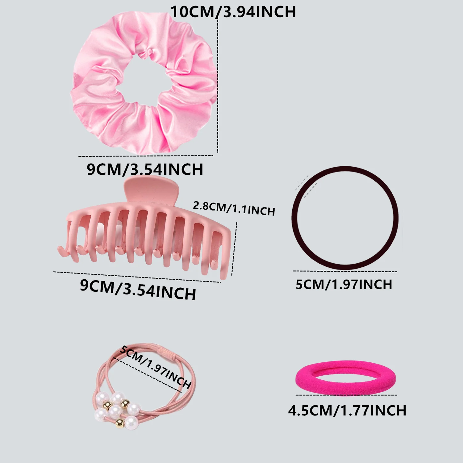 Pink Hair Accessories Set For Women Girls Hair Claw,Hair Ties,Hair Scrunchies Rubber Band For Hair Fashion Hair Accessories