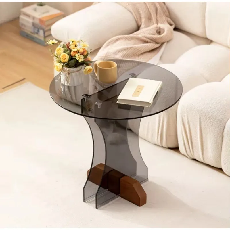

Sofa Side Cabinet Mini Table Round Tea Table for Dinning Room Tempered Glass Tea Table for Living Room