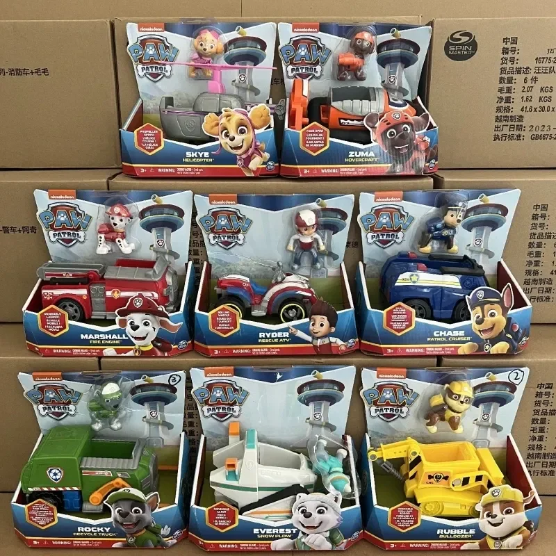 Original Paw Patrol 10kinds Vehicle Car Ryder Tracker Everest Chase Rex Skye Rocky Marshall Zuma Action Figure Toys Kids Gift