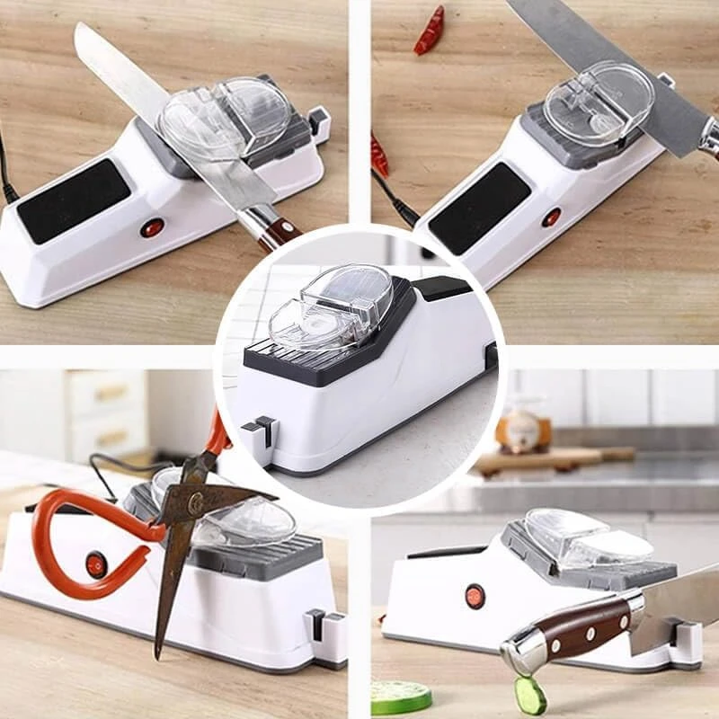 AS60-Electric Knife Sharpeners For Kitchen,Automatic Knives Sharpening & Polishing Helps Repair, Restore, Polish Blades White Du