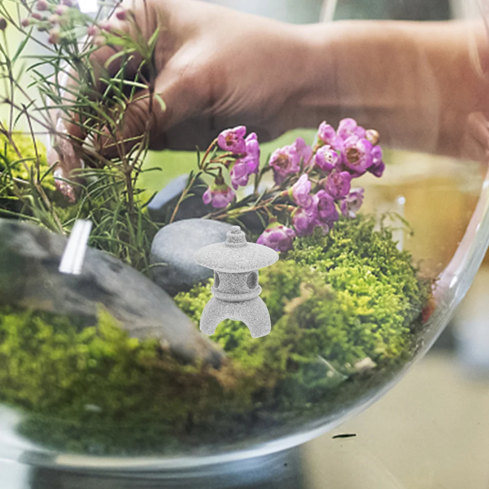 

4pcs Pavilion Statue Sandstone Garden Decor Zen Bonsai Ornament Mini Pagoda Fish Tank Adornment Aquarium Hiding Cave Outdoor