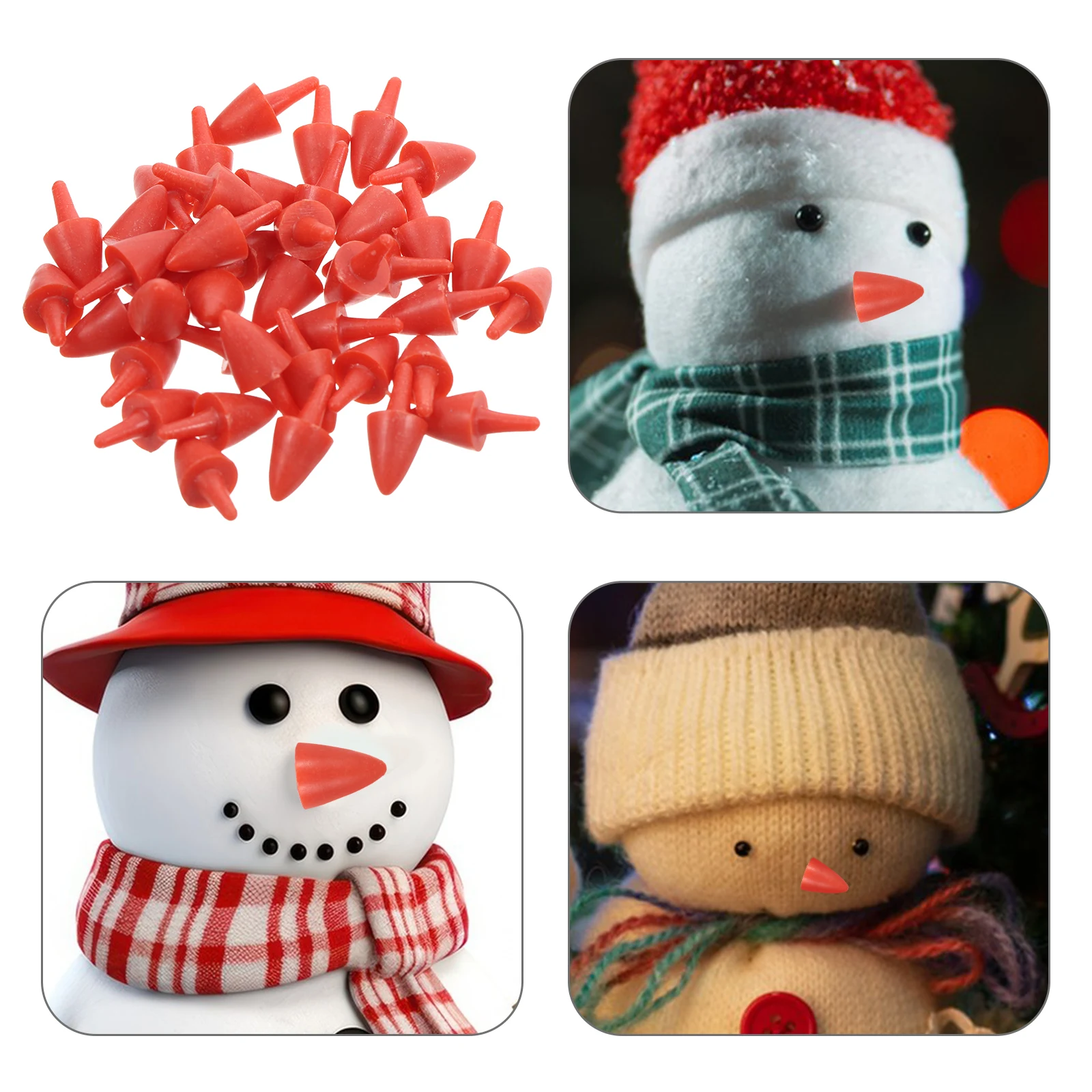 

100 Pcs Snowman Nose Toy Carrot Carrots Beads for Crafts Accessories Safety Red