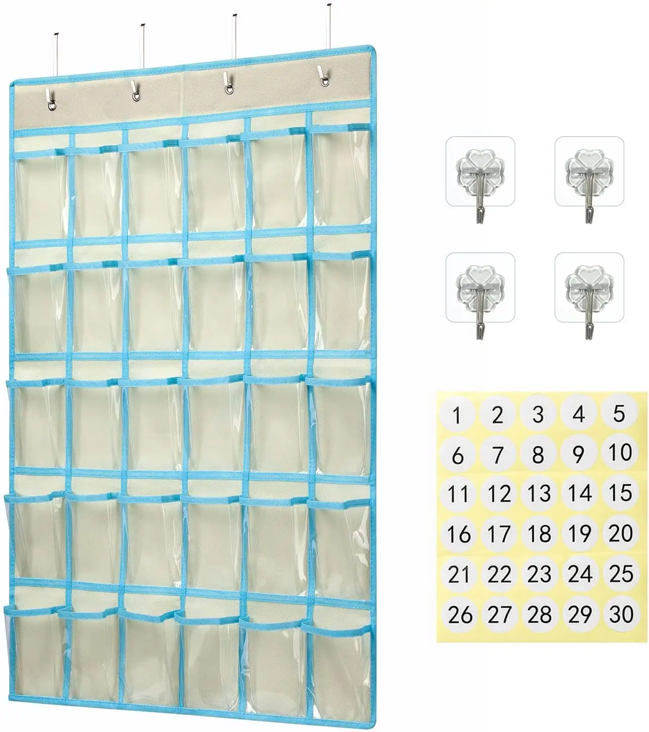 30 Pocket Hanging Cell Phone Organizer Storage Classroom Pocket Chart for Cellphone Calculator Holder