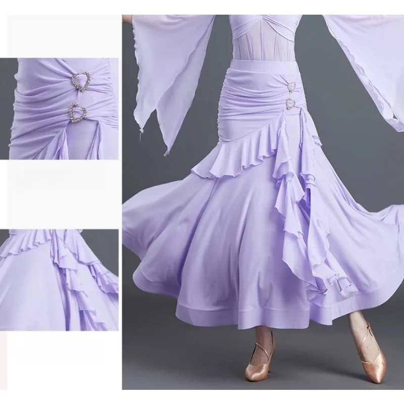 Robe de danse moderne personnalisée, jupe mi-longue pour femmes, nouvelle jupe de compétition de valse de danse Standard national