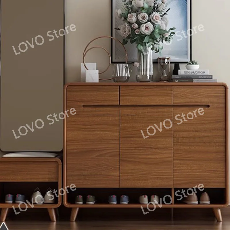 Stand Shoe Cabinet Wooden Shelf Organizer Bench Bedroom Closets Storage Luxury Home Furniture