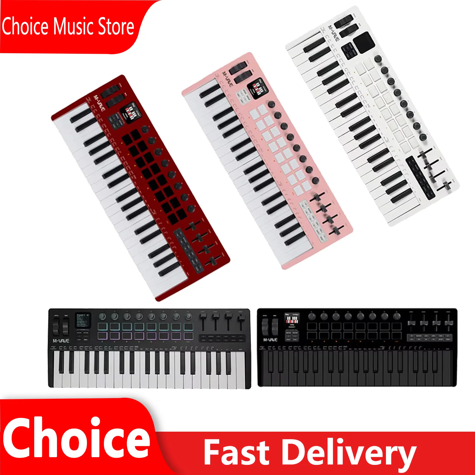 

M-VAVE SMK-37 PRO 37-Key MIDI Controller With 8 Knobs 16 RGB Pads Portable Built-in Synthesizer Keyboard Digital Audio Parts