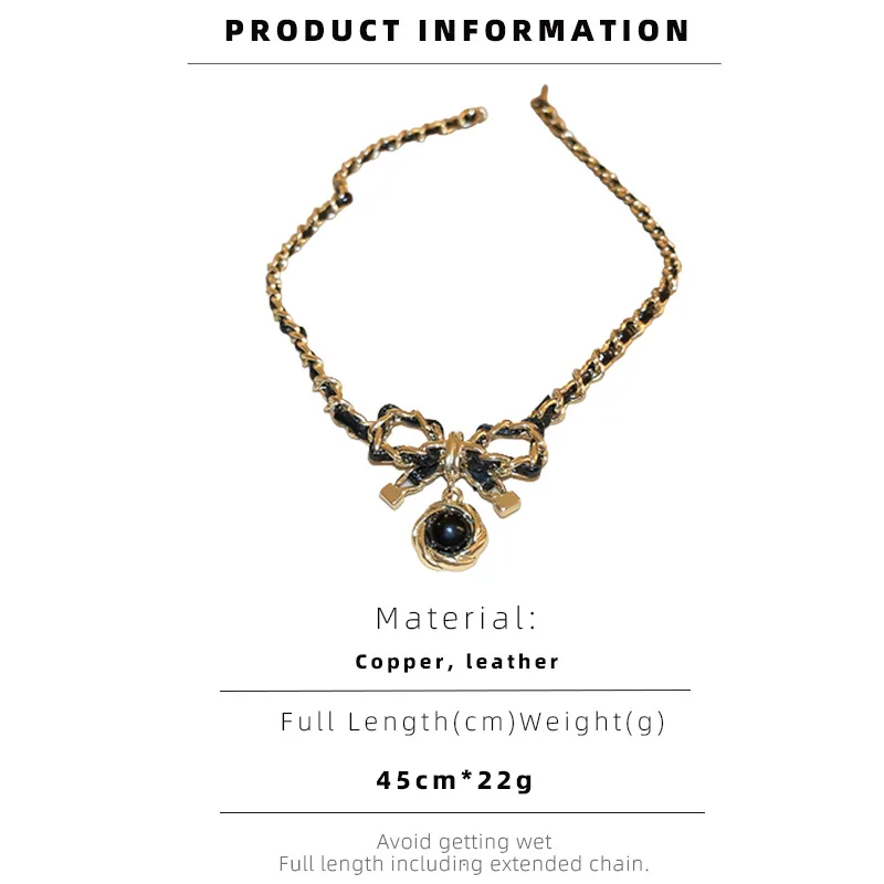 شخصية الرياح الداكنة القوس زهرة الجلود الاصطناعية لف قلادة عالية مزاجه الترقوة سلسلة قلادة مجوهرات النساء