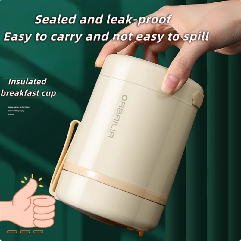 صندوق غداء ساخن، كوب إفطار بدرجة حرارة ثابتة، كوب حساء معزول بمنفذ USB للسيارة، كوب عصيدة، كوب ماء محمول #4