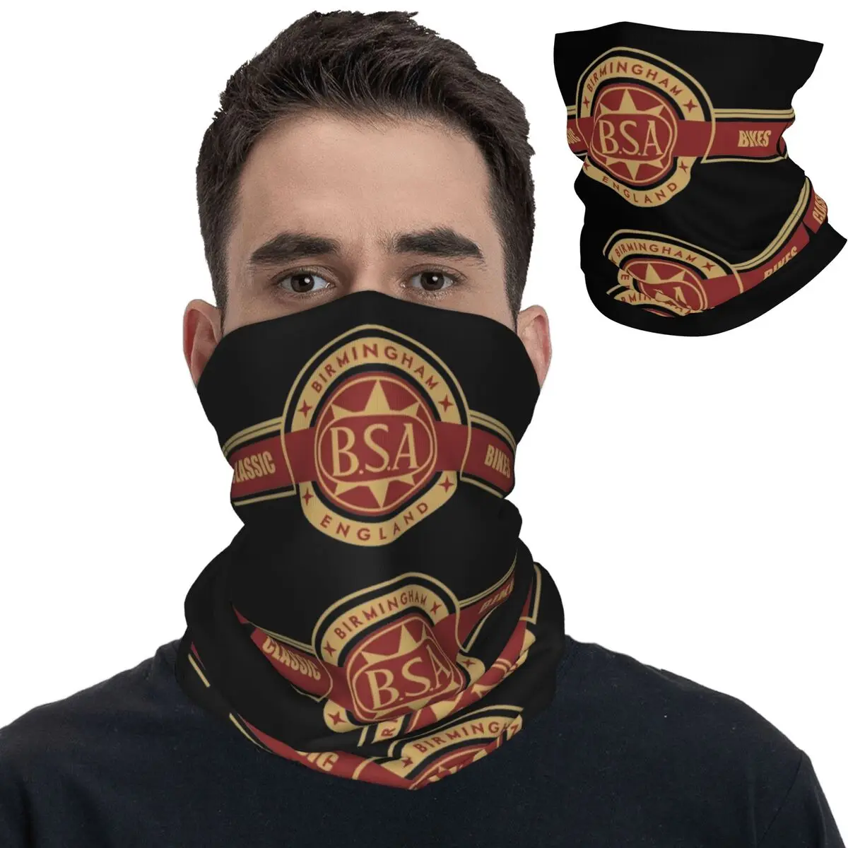 Classic BSA Biker Bandana Neck Cover Printed Motorcycle Wrap Scarf Warm Cycling Scarf Riding Unisex Adult Windproof