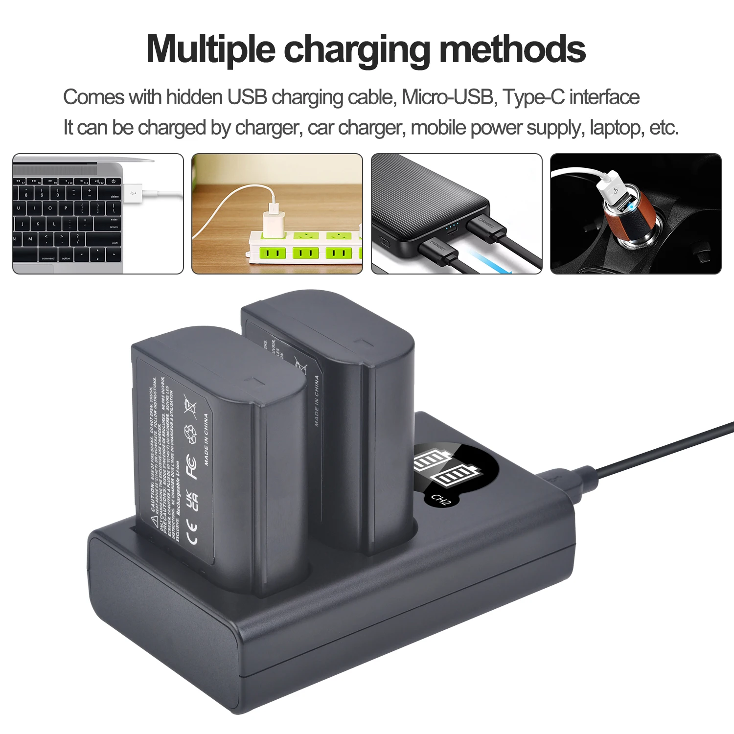 Аккумулятор DMW-BLK22 Аккумулятор для камеры 2280 мАч или двойное зарядное устройство со светодиодной подсветкой для цифровых фотоаппаратов Panasonic Lumix DC-S5, GH5 II, GH6, DC-S5KK