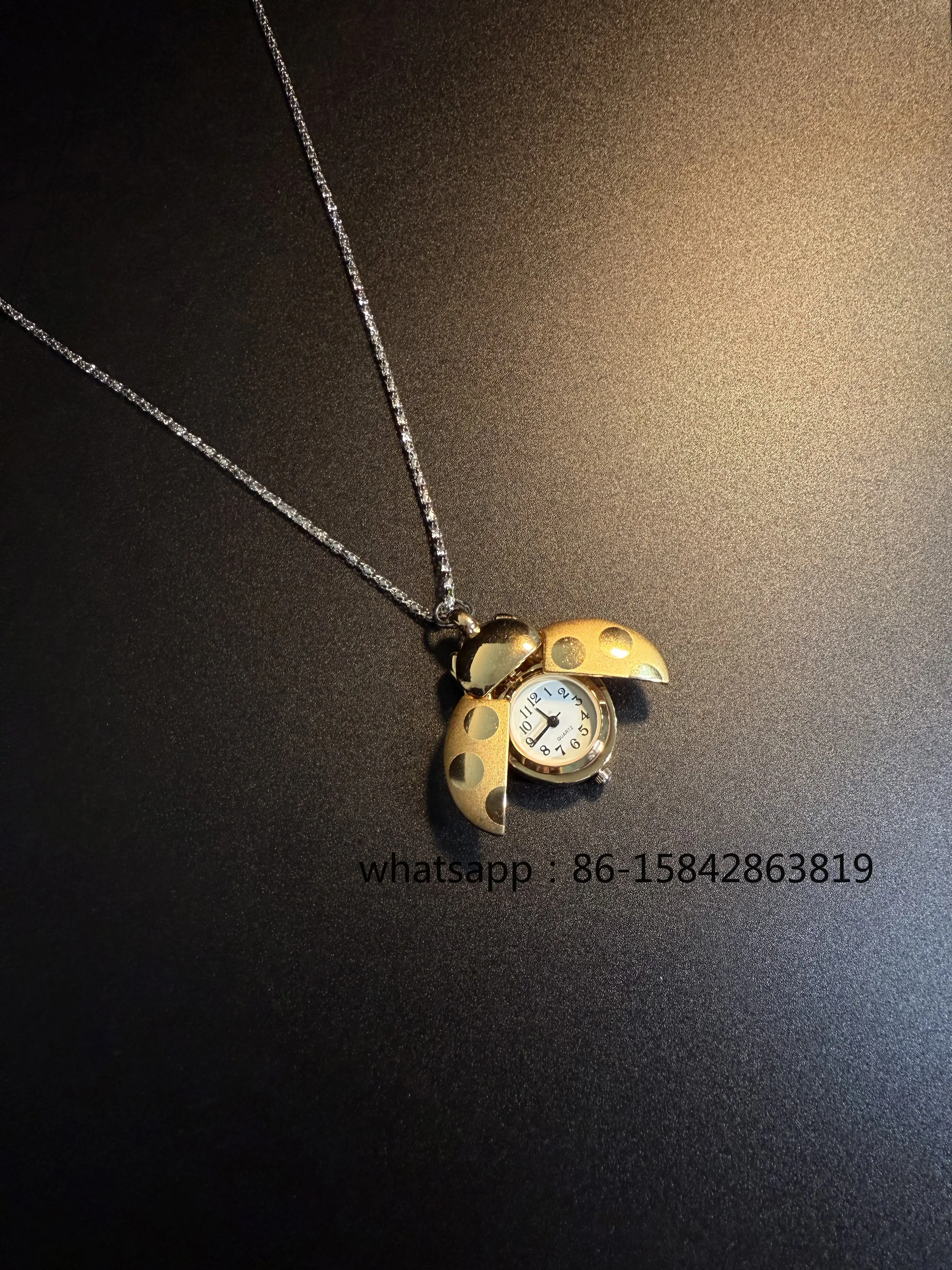 NewVintage Ladybug Timekeeper Pocket Watch Necklace, Accessories