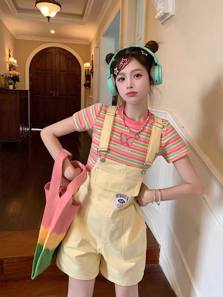 

Летние повседневные джинсовые комбинезоны, женские свободные брюки, очаровательный наряд Dopane, брюки с широкими штанинами и высокой талией