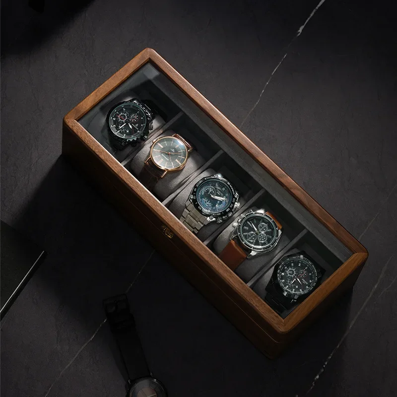 Solid Wood Watch Box Storage Case Transparent Skylight Watch Box Organizer for Men Mechanical Wrist Watches Display Collection