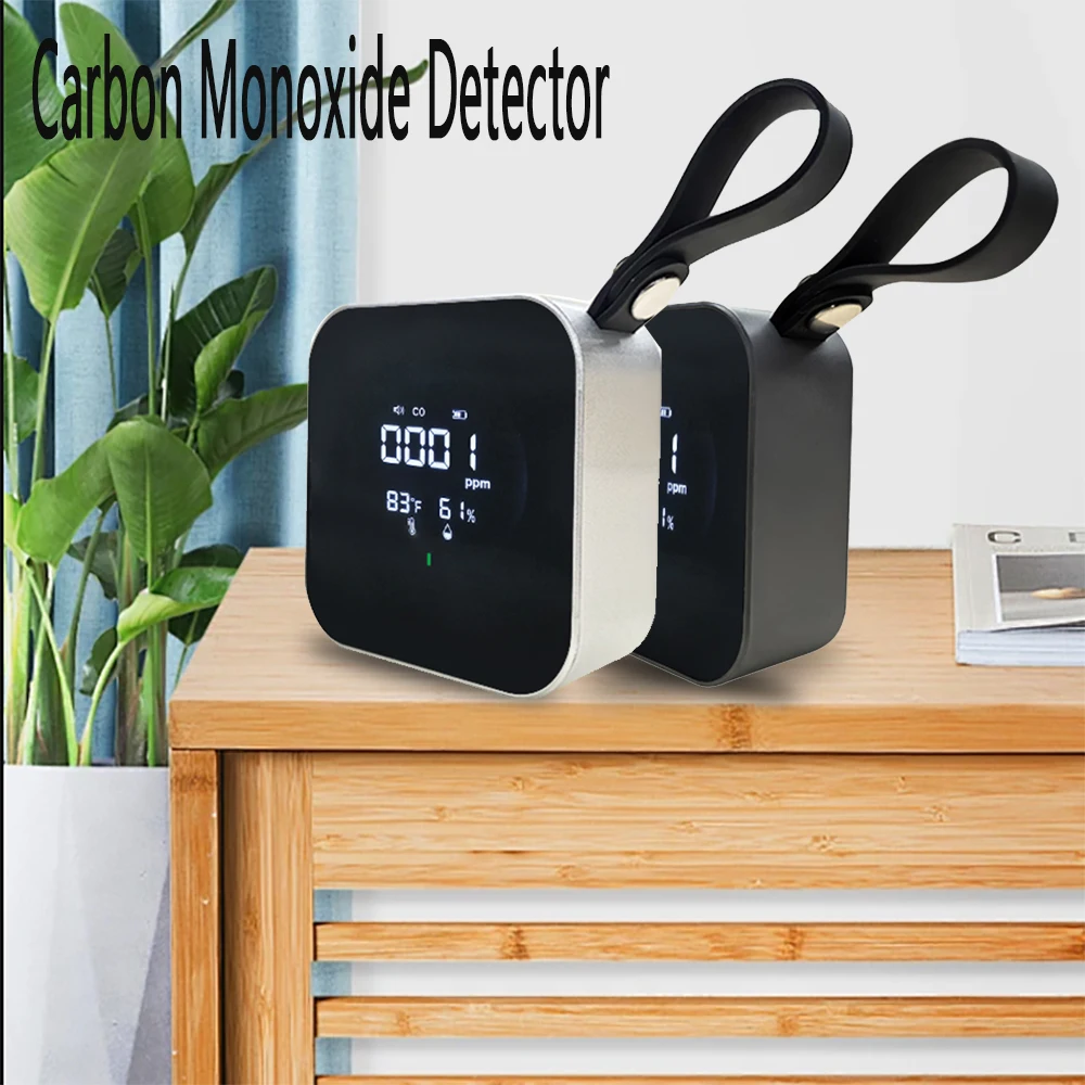 Portable Carbon Monoxide Detector Indoor Temperature Humidity Sensor CO Monitor High Sensitivity Carbon Monoxide Gas Detector