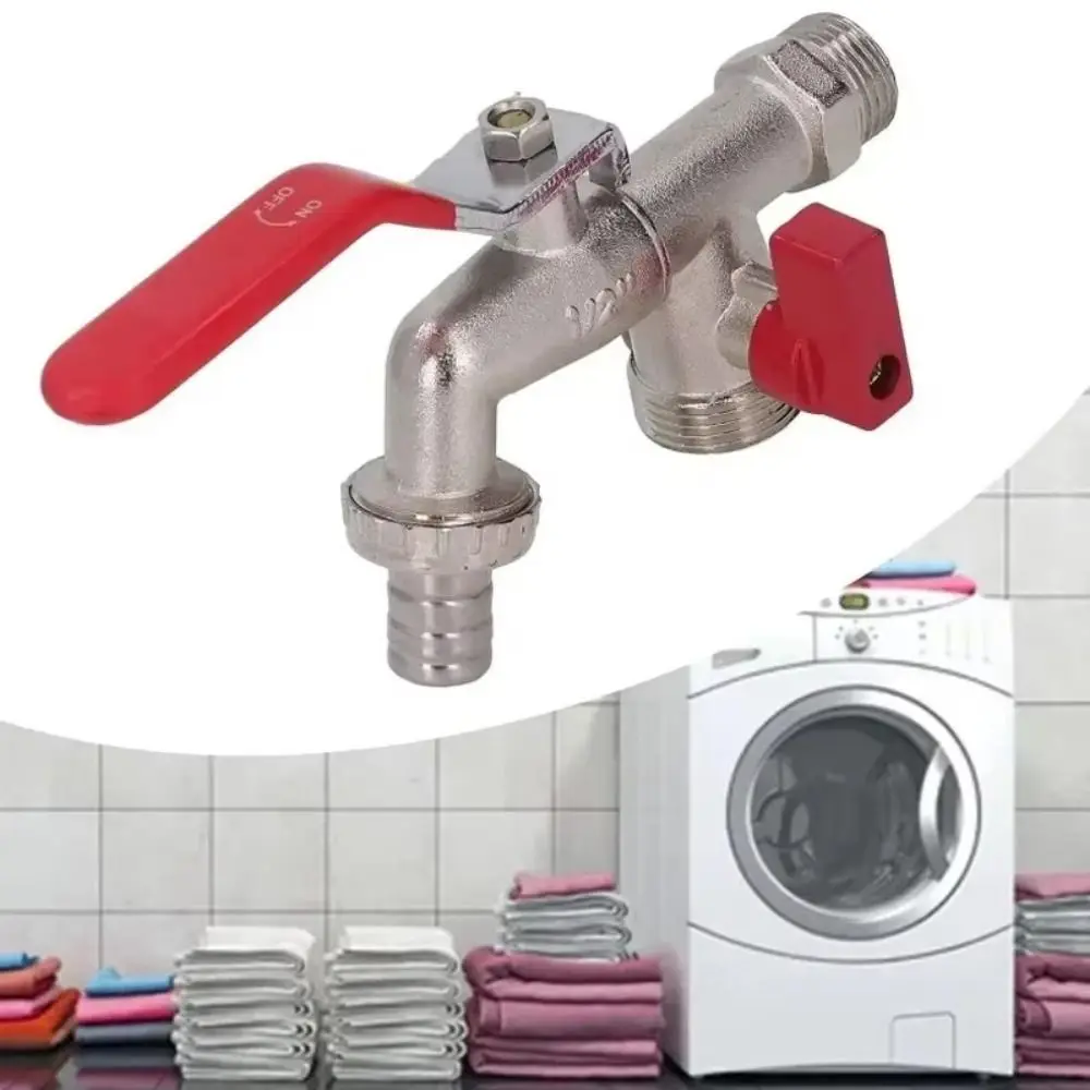 

1/2 Inch Inlet Washing Machine Outlet Faucet 90 Degree Valve Zinc Alloy Dual Outlet Faucet Rust-Proof Durable Garden Water Valve