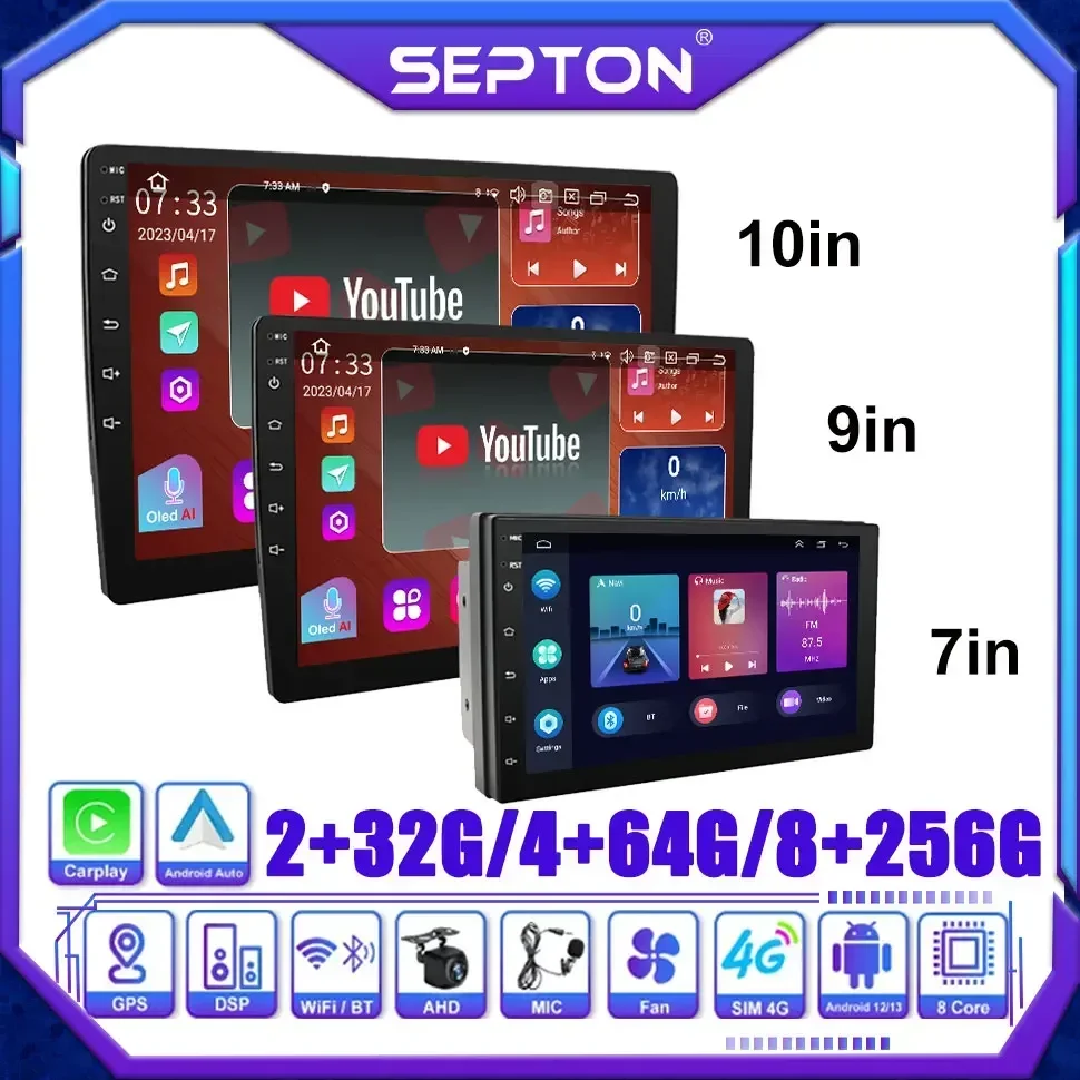 

SEPTON Smart Car Systems Universal Car Radio for Volkswagen Nissan Hyundai Kia Toyota Kia Android Carplay GPS Multimedia Player