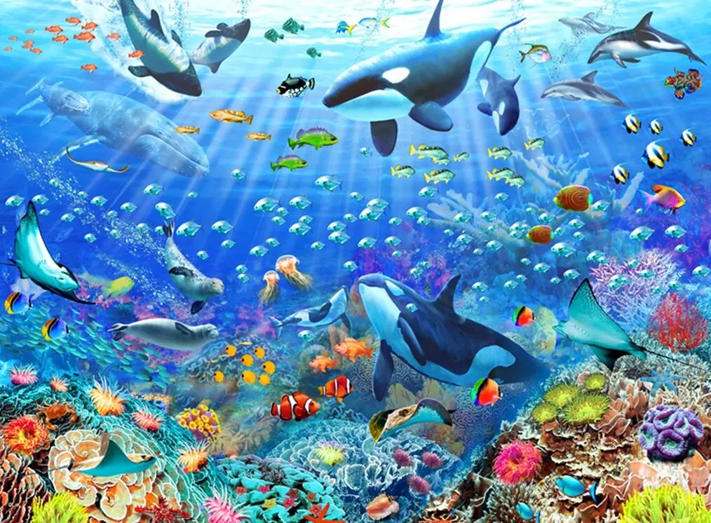 

The underwater world of dolphins The wooden puzzle 1000 pieces ersion jigsaw puzzle white card adult children's educational toys