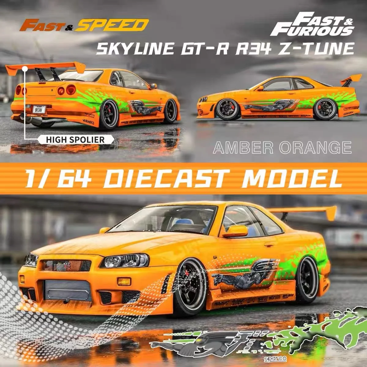 車の合金スカイライン,高速,GT-R r34 z-tune,1:64 - AliExpress 26