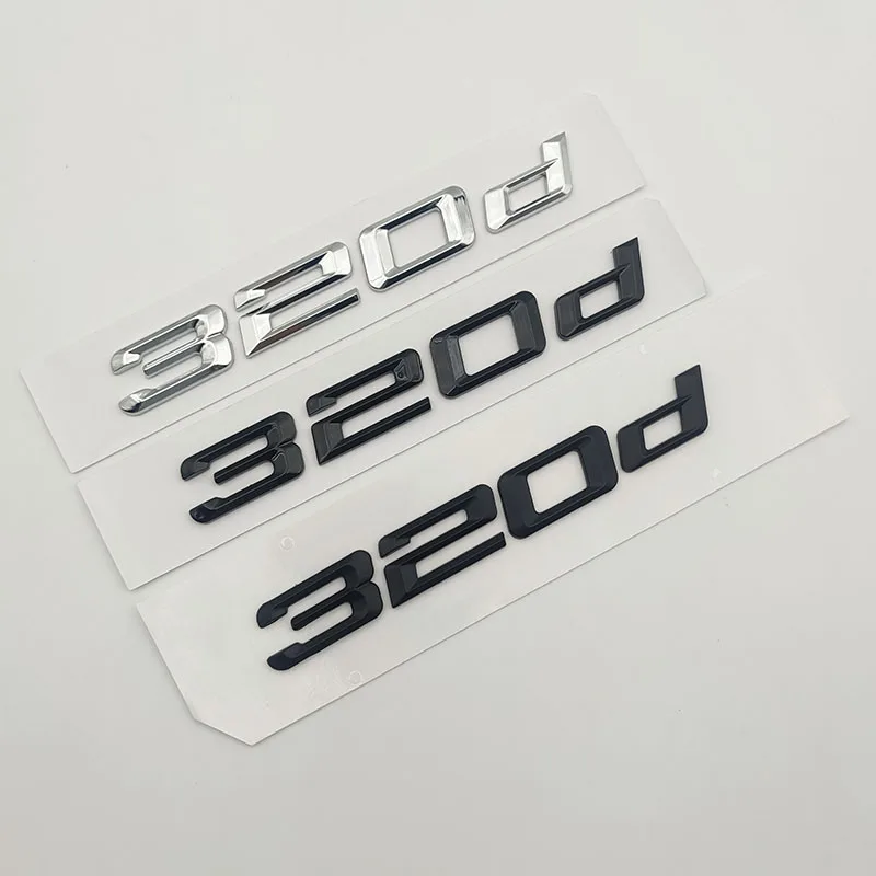 3D ABS Chrome Matt Black Logo 320d Emblem Letters Car Trunk Sticker 320d Accessories