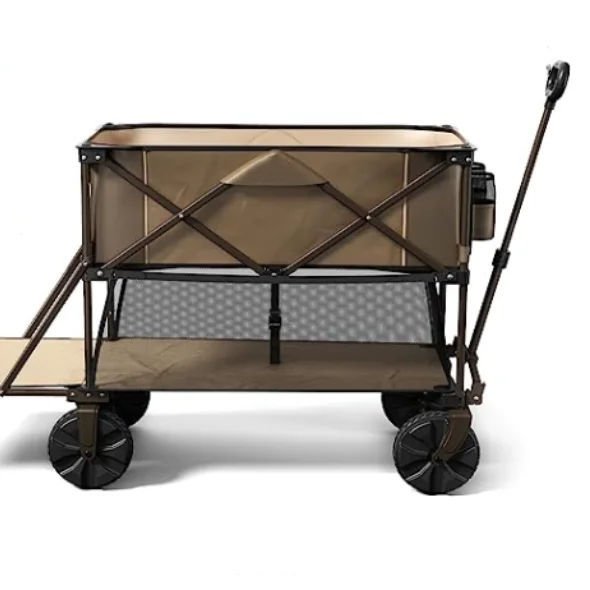 

Outdoor Collapsible Hand Trolley Wagon Double Layer Portable Utility Camping Folding Beach Metal Garden Cart Picnic Kit