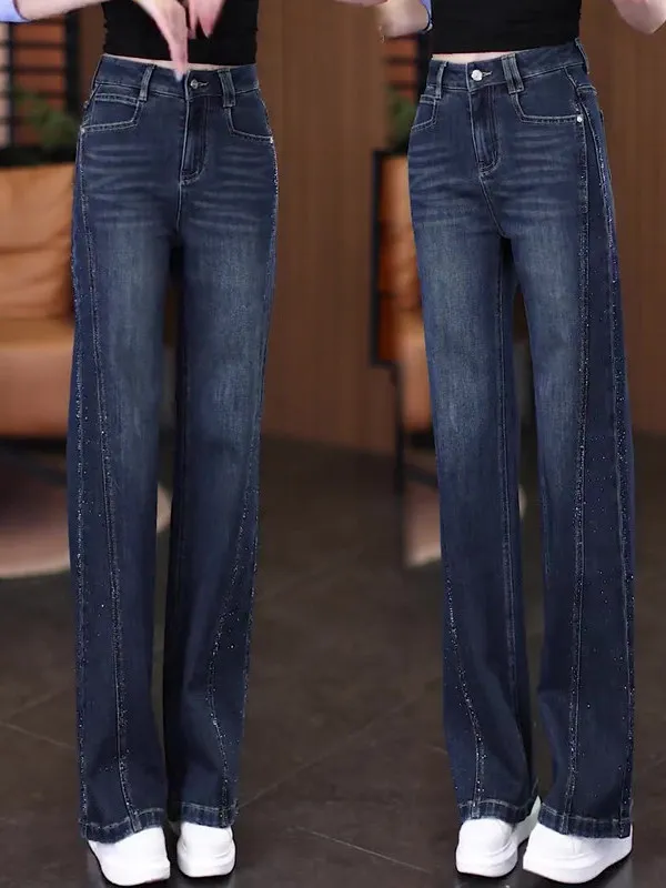 

Fashionable High Waist Wide Leg Denim Jeans Women's Spring Summer New Style Slimming Skinny Casual Straight Leg Pants