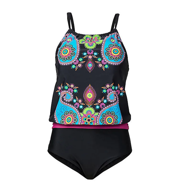 ملابس سباحة نسائية جديدة لعام 2025 19 ، بيكيني منقسم عالي الخصر مطبوع مقاس كبير ملابس سباحة نسائية سمينة بالجملة