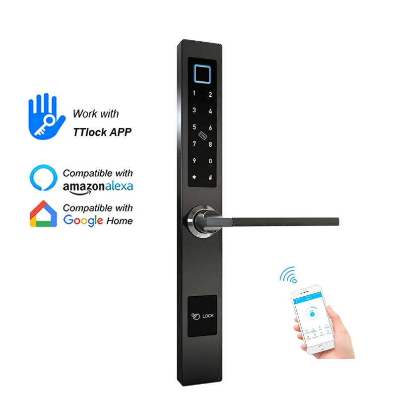 JUHEENDA Waterproof Bluetooth TTlock App Almumium Sliding Door Smart Lock Fingerprint IC Card Password Digital Electronic Lock