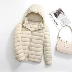 Doudoune à capuche ultralégère pour femme, 2023 duvet de canard blanc, doudoune fine, garde au chaud, vêtements d'extérieur pour femme, automne, hiver, 90%