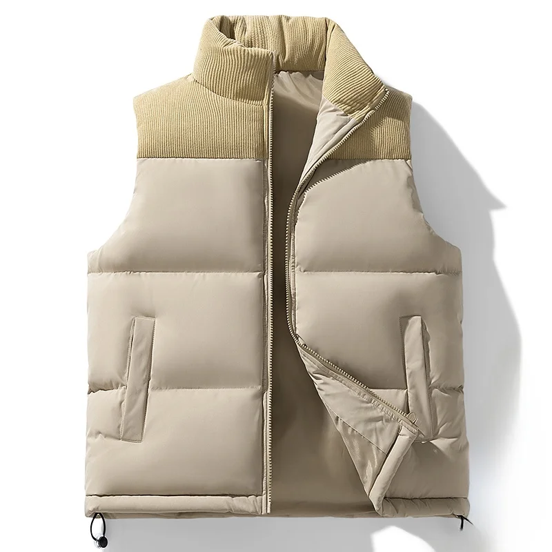 

Men's Casual Oversized Patchwork Cotton Vest Warm Winter Outerwear Svel Coat Faionable Urban Sle Polyester Fiber