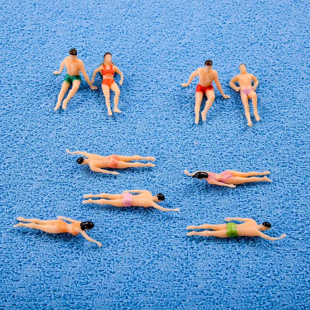 Scale 1:50 1:75 1:150 Miniature Swim People Model Painted Figures For Beach Sand Table Scene Layout Diorama Kits 10Pcs/20Pcs