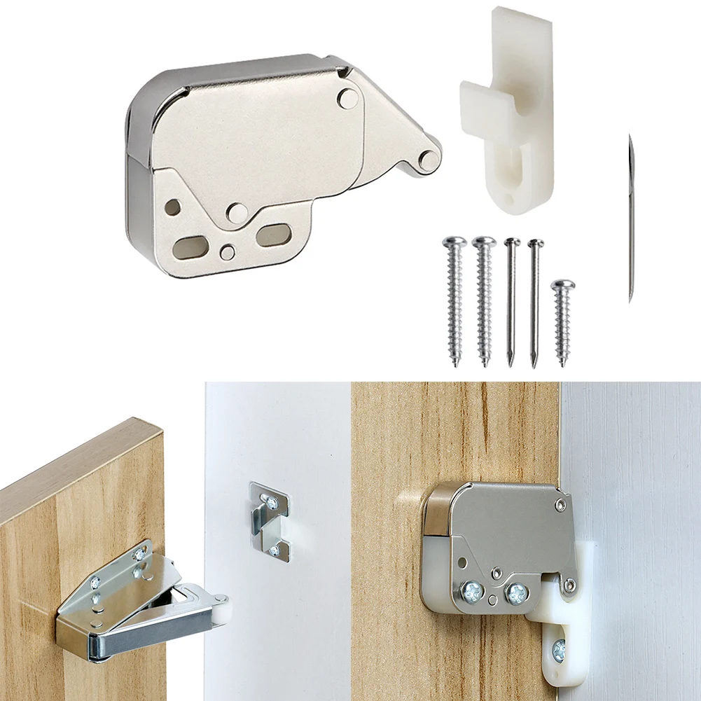 

1PCS Cold Rolled Steel&Nylon Snap Lock Mini Touch Latch Automatic Spring Push Catch Lock For Cupboard Cabinet Doors Hardware