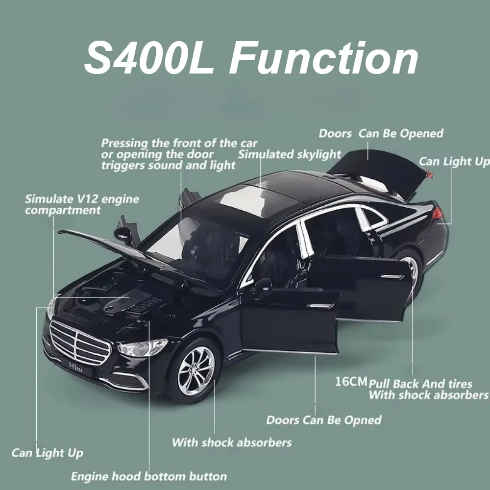 Schaal 1:32 SLR 772S S400L Speelgoed Sportwagen Model Metaal Diecast Geluid Licht Trek Deuren Geopend Voertuigen Modellen Ornamenten Geschenken