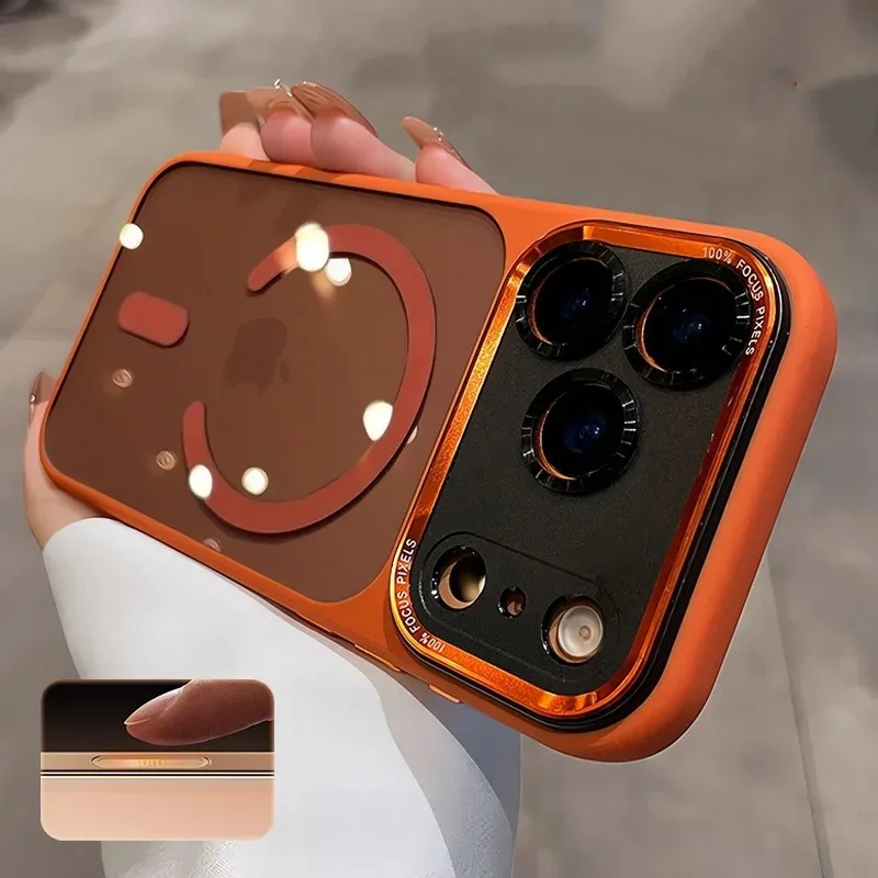 

Прозрачный чехол для телефона Magsafe для iPhone 17 Pro Max Air 16 15 14 13 12 11 Plus, совместимый оранжевый 17 Air жесткий акриловый чехол