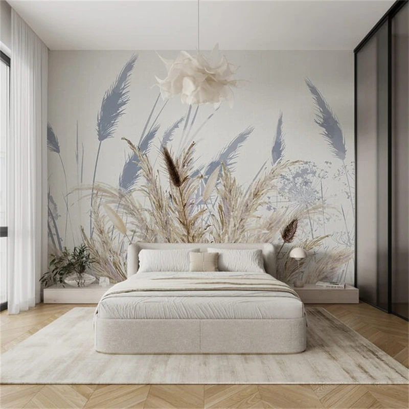 Customized Size Wallpaper Reed Swamp Natural Landscape Mural Home Decoration Living Room Bedroom Reed Flower Decoration Painting