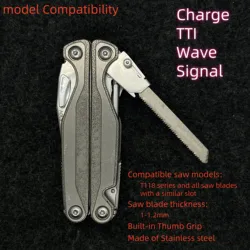 Stainless steel Saw T-Shank Holder with Thumb Grip for Leatherman Charge TTI Wave Signal DIY Accessories