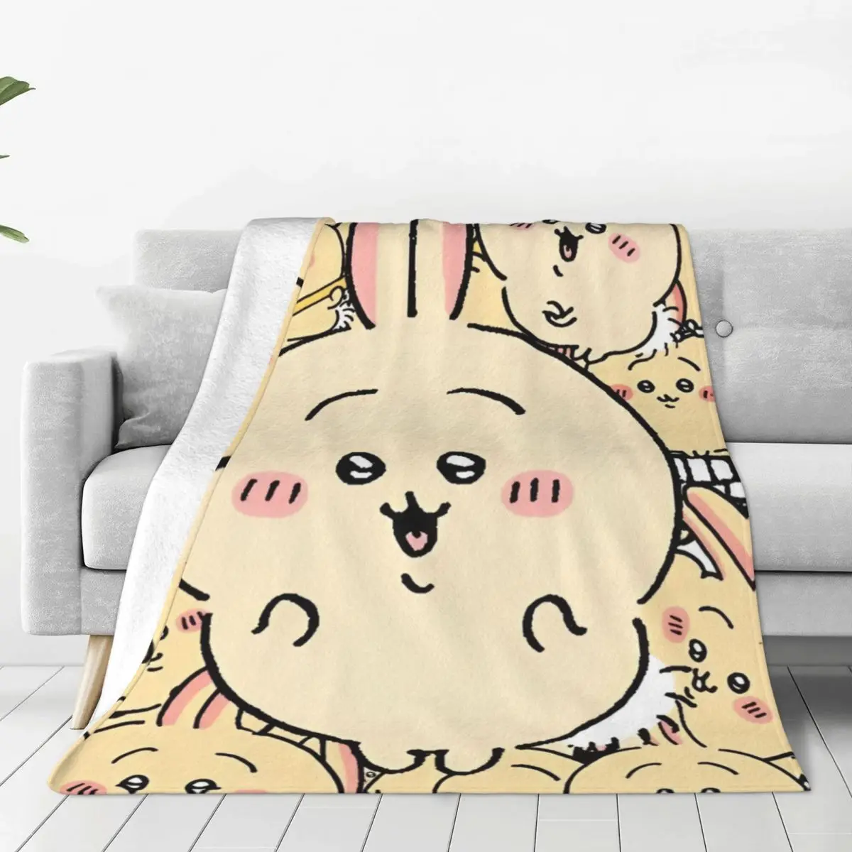 Kawaii Chiikawa Usagi Manga Blanket Fleece Summer Cute Japanese Anime Portable Super Soft Throw Blankets for Bedding Couch Throw