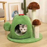 Cactus Cat Climbing Frame Sisal Cat Tree Sunflower Mushroom Pet Cat Scratching Toys Durable Scratch Resistance Grinding Claw