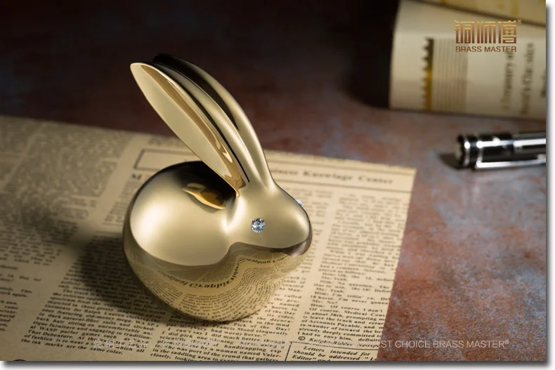 Unique art # TOP gift # home Living room office Business Decoration 3D gold Rabbit Animal ART brass statue sculpture #